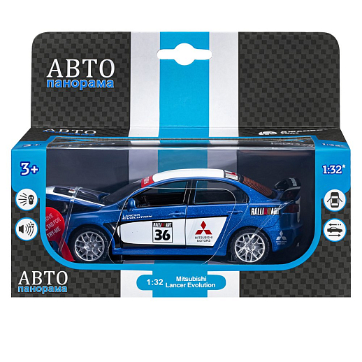 ТМ "Автопанорама" Машинка металлическая 1:32  Mitsubishi Lancer Evolution, синий, откр. двери, капот и  багажник, свет, звук, инерция, в/к 17,5*13,5*9 см в Джамбо Тойз #16