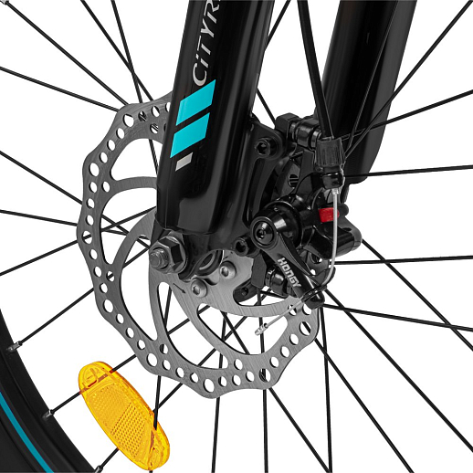 Велосипед CITYRIDE 20", модель CR-B2-12F2, рама сталь, обода двойные алюминий, трансмиссия 1*6 ск, амортизационная вилка, дисковые мех. тормоза цвет чёрный в Джамбо Тойз #6