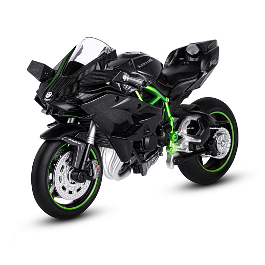 ТМ "Автопанорама" Мотоцикл металл. 1:12 KAWASAKI Ninja H2R, черный, свободный ход колес, в/к 7,1 х 11,7 х 20,6 см  в Джамбо Тойз #2