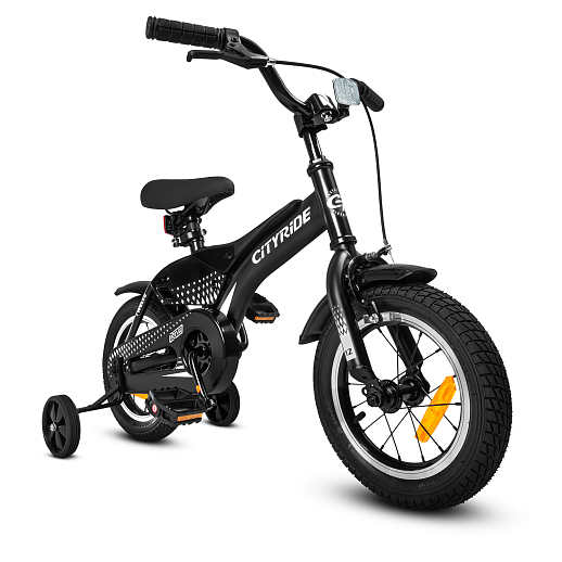Детский велосипед "Cityride REVO", модель CR-B2-05, рама сталь, кожух цепи 100%, обода алюм. 12", втулки сталь, покрышки 2,125, страх. колеса, руль сталь. вынос сталь, задние ножные тормоза, передний клещевой, звонок, крылья пластик, отражатели пер/зад и на спицах, цвет чёрный в Джамбо Тойз #2
