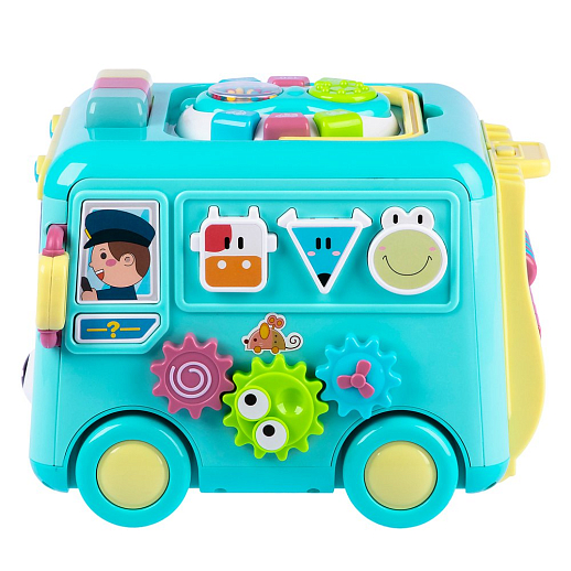 ТМ "Smart Baby" Развивающая игрушка "Автобус" цвет бирюзовый, Шаинский, 57 звуков, стихов, мелодий, песен. Сказки и загадки. Свет, звук, регулирующаяся громкость, в/к 31х22,5х23,5 см в Джамбо Тойз #8