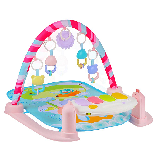 Детский мягкий развивающий коврик овальной формы со световыми и звуковыми эффектами, розовый цвет, в/к 47х36х9 в Джамбо Тойз #8