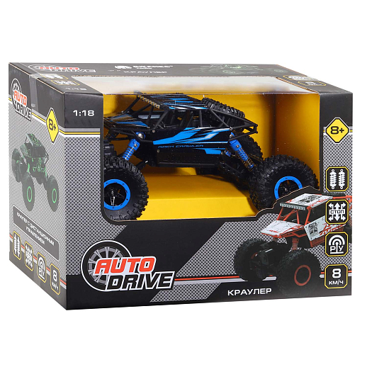 Машинка на радиоуправлении Краулер AUTODRIVE, 1:18, 2.4G, 4WD, с зарядкой, 5 каналов: вперед/назад, повороты, преодоление препятствий, цвет синий, в/к 32*18*23см в Джамбо Тойз #2