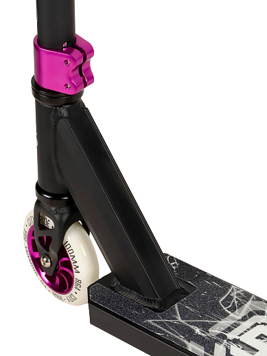 Трюковый самокат CITYRIDE SHOCK. Стальной руль, алюминиевая дека 50*10 см, алюминиевый хомут 2 болта, компрессия HIC. Колеса PU 100 мм, подшипник Abec-9, черный в Джамбо Тойз #7