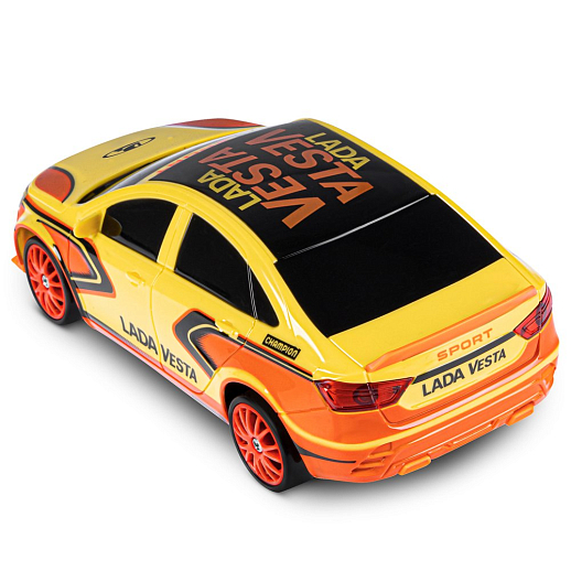 AUTODRIVE Р/У Машина для дрифта Lada Vesta,М1:24,2.4GHz,4WD,свет фар,4 доп.колеса,конусы,в компл. 2 аккум.,USB кабель,цвет желтый,в/к 24,1*10,3*23,7см в Джамбо Тойз #8