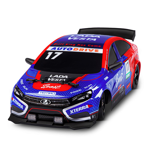 AUTODRIVE Р/У Машина для дрифта LADA Vesta с паром,1:16,2.4GHz,4WD,запасн.колеса 4шт.,свет,с аккум,в/к 31*15*15см в Джамбо Тойз #6