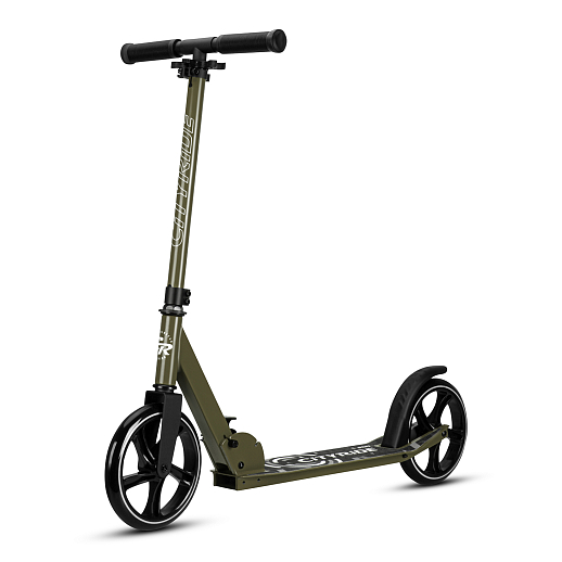 Двухколесный самокат CITYRIDE 200MM PU; алюминий/сталь порошковое покрытие. Дека 53*11СМ, руль  82-92СМ. Складной.  Без амортизатора. Подшипники Abec-9, Грипсы резина 120мм. в Джамбо Тойз