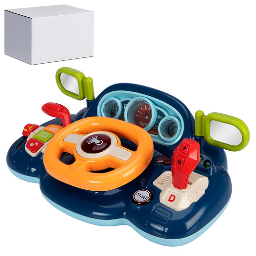 ТМ "Smart Baby" Руль музыкальный, Шаинский, свет, звук, с фарами, цвет синий, в/к 24,6х15,1х24,4 см в Джамбо Тойз