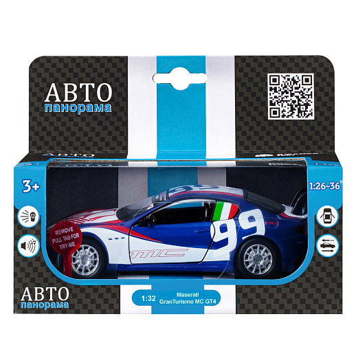 ТМ "Автопанорама" Машинка металл., 1:32 Maserati Gran Turismo MC GT4, синий, инерция, свет, звук, откр. двери, в/к 17,5*13,5*9 см в Джамбо Тойз #14