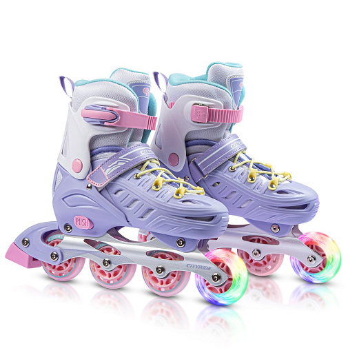 Ролики раздвижные CiTYRIDE, колеса PU, подшипники ABEC 7, алюминиевая рама, ботинок пластик, цвет фиолетовый-белый в Джамбо Тойз #7