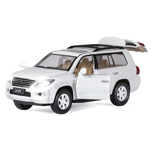 ТМ "Автопанорама" Машинка металлическая 1:32 Lexus LX570, белый, свет, звук, откр. двери и багажник, инерция, в/к 17,5*13,5*9 см в Джамбо Тойз #6