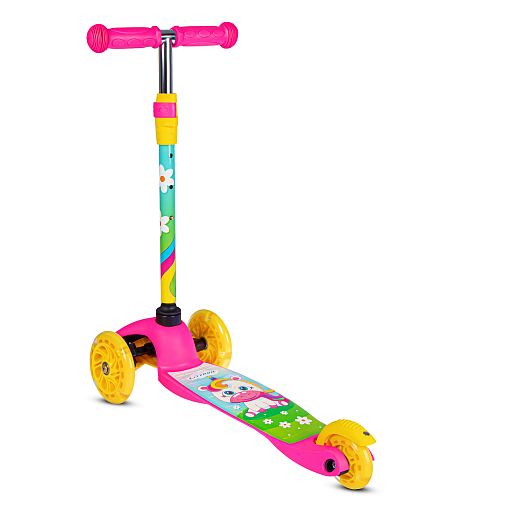 Трехколесный самокат "CITYRIDE" в/п, телескопический руль металл, колеса PU 120/76 со светодиодами, Abec-5, размер 53х23х70 см, до 35 кг, от 3 лет, розовый в Джамбо Тойз #4