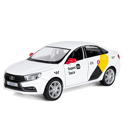Машинка металлическая Яндекс Go, инерционная, коллекционная модель 1:24 LADA VESTA, цвет белый, открываются 4 двери, капот, багажник, свет, звук, в/к 24,5*12,5*10,5 см в Джамбо Тойз #2