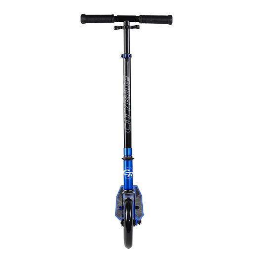 Двухколесный самокат CITYRIDE 200, ал. 50/50%, t-bar сталь, грипсы 135мм TPR, колеса PU 200/200, 86A, подножка, abec 9, цвет Синий в Джамбо Тойз #7