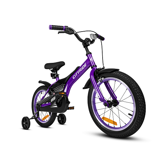 Детский велосипед "Cityride REVO", модель CR-B2-05, рама сталь, кожух цепи 100%, обода алюм. 16", втулки сталь, покрышки 2,125, страх. колеса, руль сталь. вынос сталь, задние ножные тормоза, передний клещевой, крылья пластик, отражатели пер/зад и на спицах, цвет фиолетовый в Джамбо Тойз #11