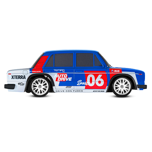 AUTODRIVE Р/У Машина для дрифта LADA 2106,М1:24,2.4GHz,4WD,свет фар,4 доп.колеса,конусы,с аккум.,цв.синий/серебро/красн.,в/к 24*10,3*23,7см в Джамбо Тойз #11