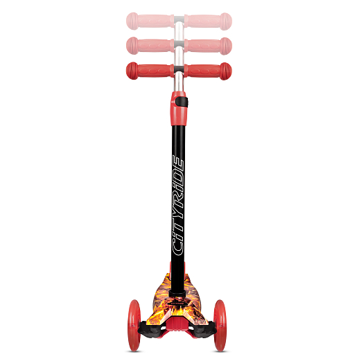 Самокат трехколесный CITY-RIDE (пакет). Руль телеск. сталь. с резин.рукояткой. Дека: PP+нейлон гидрографика, размеры 55*14 см. Колеса: 120/76(х2) PU со светом. Подшипник: Аbec-5 Максимальная нагрузка: 35кг. Возраст: от 3 лет. в Джамбо Тойз #9