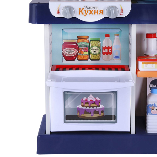 Игровой набор Amore Bello "Умная Кухня с пультом" кран с водой, плита с паром, еда меняет цвет, сенсорный дисплей, свет, звук, цвет синий, в/к 53х15х47 см в Джамбо Тойз #11