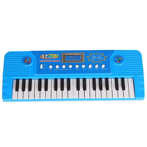 Детский синтезатор на бат., в компл. микрофон, звук. эффект, цвет синий, в/к 47,5*5*17 см в Джамбо Тойз #3