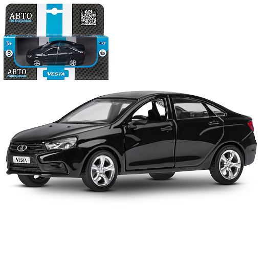 ТМ "Автопанорама" Машинка металлическая 1:43, LADA VESTA черная, откр. 2 двери., инерция в Джамбо Тойз