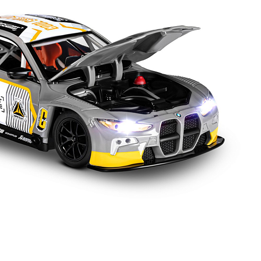 ТМ "Автопанорама" Машинка металлическая, 1:24 BMW M4 GT3, серый, откр. двери и капот, свет, звук, свободный ход колес, в/к 24,5х12,5х10,5 см в Джамбо Тойз #21