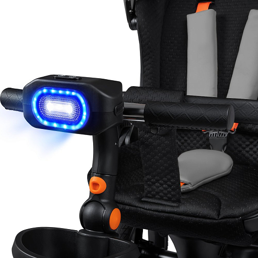 Трехколесные велосипед CITYRIDE, металл,  колеса PVC 12"/10", попрот. наколон. Сиденье с крышей,  род ручка, наклон руль, функц. фара, тормоз, корзинка в Джамбо Тойз #15