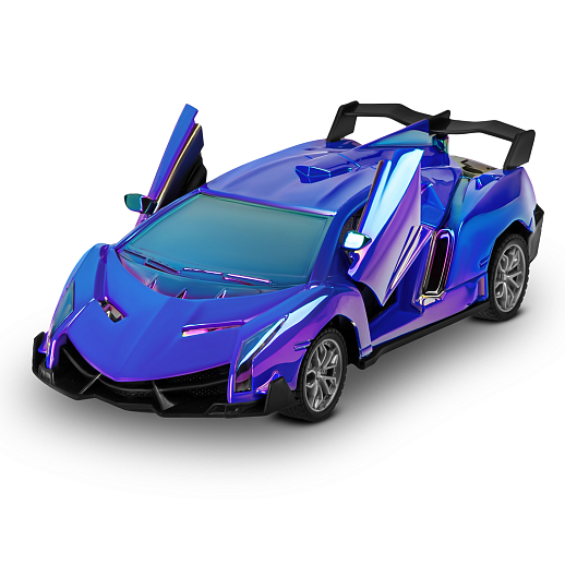 Р/У машинка 1:24,5 каналов,двери откр. с пульта,свет,цвет синий бензин,в/к 30,3х7,7х12см в Джамбо Тойз #8