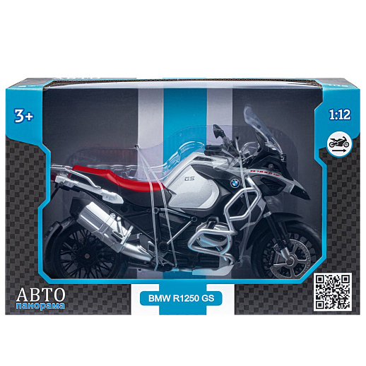 ТМ "Автопанорама" Мотоцикл металл.1:12 BMW R1250 GS Adventure, серебр., св. ход колес, в/к 7,1 х 11,7 х 20,6 см в Джамбо Тойз #3