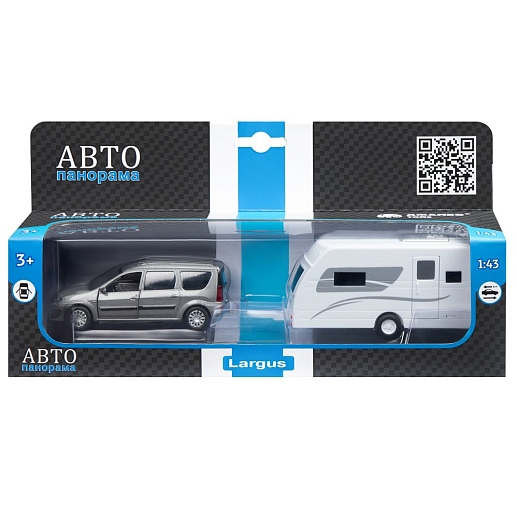 ТМ "Автопанорама" Машинка металлическая 1:43, LADA LARGUS серая, откр. 2 двери., инерция + дом на колесах в Джамбо Тойз #4