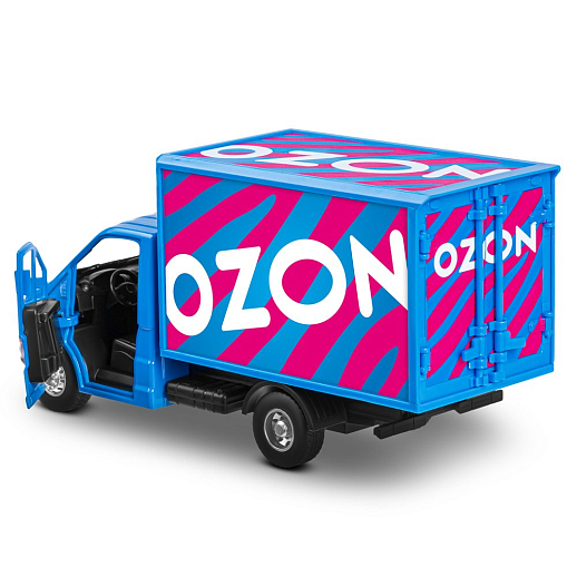 ТМ "Автопанорама" Машинка металлическая 1:28 ГАЗель NEXT OZON, синий, откр. двери, задняя дверка фургона, свет, звук, инерция, в/к 24*14*12 см в Джамбо Тойз #17