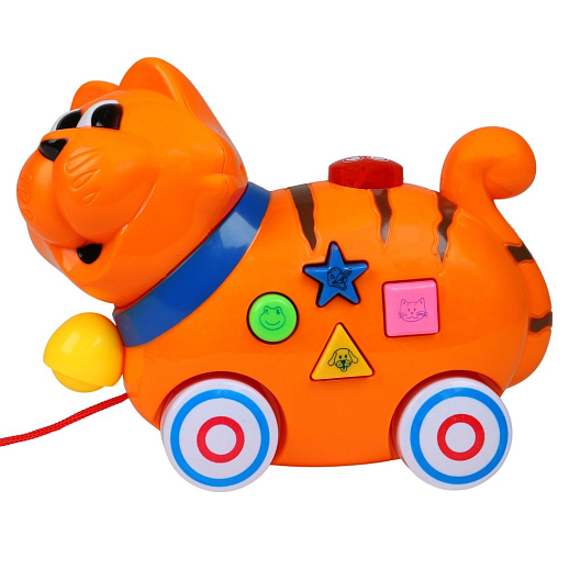 Каталка-игрушка музыкальная "Котик" ТМ "Smart Baby", на веревочке, мелодии В. Шаинского, учим фигуры, животных, в/к 16,5*20,5*9 см в Джамбо Тойз #4