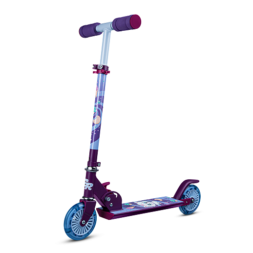 Двухкол. самокат CITYRIDE, ал. 50/50% , t-bar алюм, дека сталь, грипсы 95мм TPR, колеса PVC 120/120 мм, фиолетовый с принтом в Джамбо Тойз #4