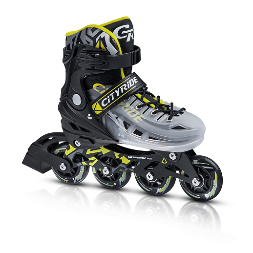 Роликовые коньки CITYRIDE, чёрный-белый полупрозрачный, PU колеса, переднее колесо со светом, подшипники ABEC 7, пластиковый мысок, в/к 5сл гофорокартон в Джамбо Тойз #10