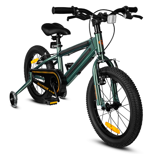 Велосипед двухколесный CITYRIDE, модель CR-B2-10FU, рама сталь, колеса алюминий 16", v-brake тормоза, встроенная в раму подсветка, балансирные колёса, цвет зеленый в Джамбо Тойз #12