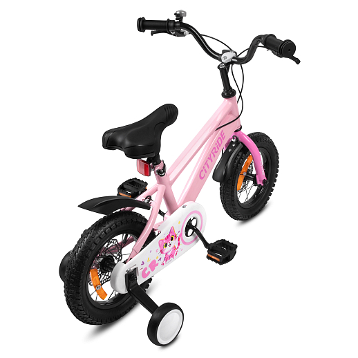 Велосипед двухколёсный CITYRIDE, модель CR-B2-07B, колеса 12", рама сталь, дисковые мех. тормоза, обода сталь, балансирные колёса, цвет розовый в Джамбо Тойз #2