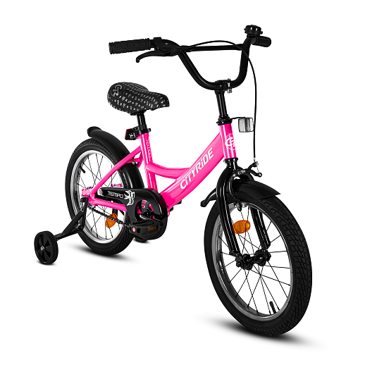 Детский велосипед "City-Ride Tempo" -рама сталь, диски сталь 16, покрышки 2,125 задние ножные тормоза, передний тормоз, звоночек, крылья пластик, страховочные колеса в Джамбо Тойз