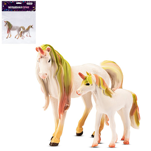 ТМ "КОМПАНИЯ ДРУЗЕЙ", серия "Животные планеты Земля", набор "Единорог и жеребенок", желтый, в/п 18*15*4 см в Джамбо Тойз