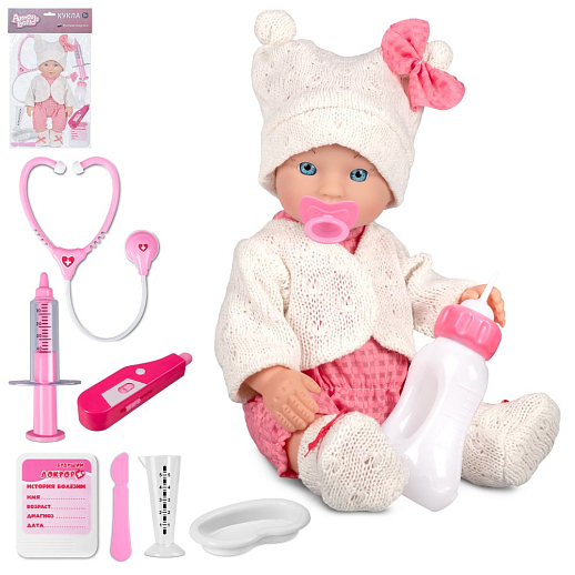 ТМ "Amore Bello" Игровой набор "Пупс-доктор", 28 см, рус. язык, чип, пьёт, писает, розовый, в/к в Джамбо Тойз