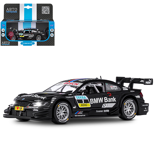 ТМ "Автопанорама" Машинка металлическая 1:32 BMW M3 DTM, черный, свет, звук, откр. двери и капот, в/к 17,5*13,5*9 см в Джамбо Тойз