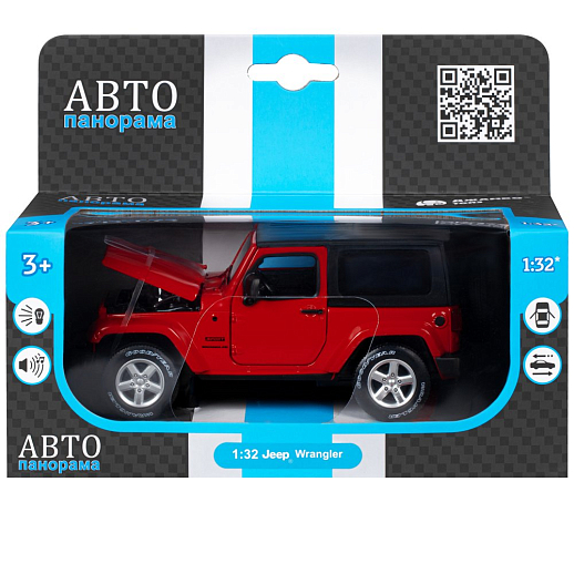 ТМ "Автопанорама" Машинка металлическая 1:32 Jeep Wrangler, красный, откр. Двери и капот, свет, звук, инерция, в/к 17,5*13,5*6,5 см в Джамбо Тойз #3