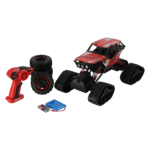 Р/у краулер 4WD на ГУСЕНИЧНОМ ХОДУ, М1:12,2.4GHz,в компл.4сменн. Кол.,5кан:вп/н,пов,преод.препятс,металл.куз,2 цв.в асс,с зар.устр,в/к46,5*26,5*26см в Джамбо Тойз #13