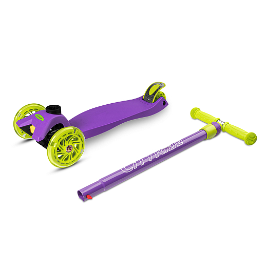 Самокат трехколесный CityRide, пакет, Дека: PP+нейлон, колеса PU 120/76 свет, руль  металл телеск., цвет фиолетовый в Джамбо Тойз #10