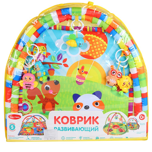 ТМ "Smart Baby"  Детский развивающий коврик с игрушками-погремушками, размер коврика 85х49 см, в/п  60х63х4см в Джамбо Тойз #2