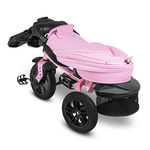 Детский трехколесный велосипед "CITYRIDE LUNAR 2.0". Пятиугольная рама, сиденье 360, складная крыша D600, подножки, надув.колеса 12/10, багажник, сумочка, фара. Цвет розовый в Джамбо Тойз #17