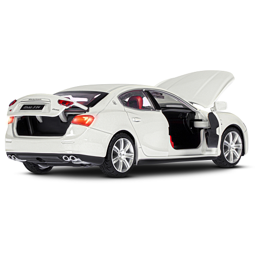 ТМ "Автопанорама" Машинка металл.1:32 Maserati Ghilbi, белый, откр. двери, капот и капот, свет, звук, инерция в/к 18*9*13,5 см в Джамбо Тойз #16