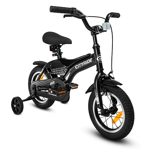 Детский велосипед "Cityride REVO", модель CR-B2-05, рама сталь, кожух цепи 100%, обода алюм. 12", втулки сталь, покрышки 2,125, страх. колеса, руль сталь. вынос сталь, задние ножные тормоза, передний клещевой, звонок, крылья пластик, отражатели пер/зад и на спицах, цвет чёрный в Джамбо Тойз