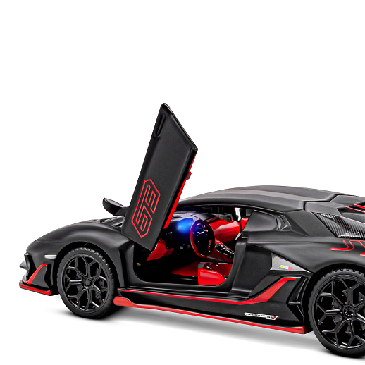 ТМ "Автопанорама" Машинка металлическая, 1:32 Lamborghini SVJ, черный матовый, откр. двери и багажник, свет, звук, инерция, в/к 17,5*12,5*6,5 см в Джамбо Тойз #13