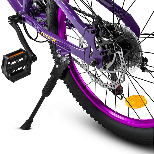 Велосипед CITYRIDE, модель CR-B2-SH07, колеса 24", рама сталь, переключение скоростей, двойные алюминиевые обода, аморт вилка, дисковые мех. тормоза, цвет зеленый-фиолетовый в Джамбо Тойз #6