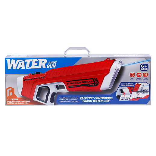 Водяной пистолет на аккумуляторе, стрельба зарядами воды, красный, 61*8*21 в/к в Джамбо Тойз #3