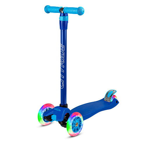 Самокат трехколесный CityRide, пакет, Дека: PP+нейлон, колеса PU 120/76 свет, руль  металл телеск., цвет синий в Джамбо Тойз #11